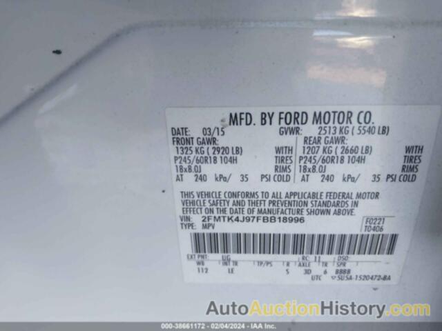 FORD EDGE SEL, 2FMTK4J97FBB18996