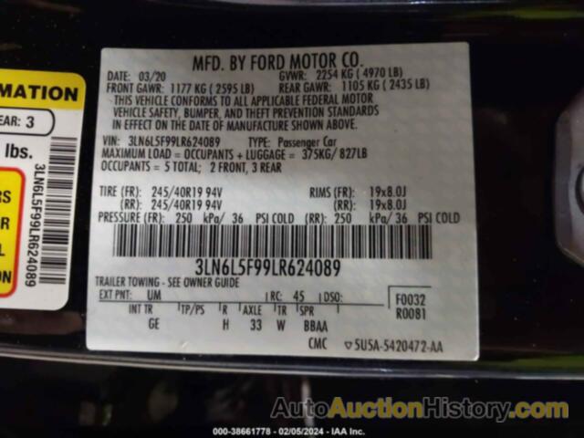 LINCOLN MKZ RESERVE, 3LN6L5F99LR624089