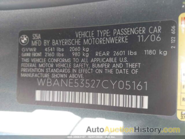 BMW 525I, WBANE53527CY05161