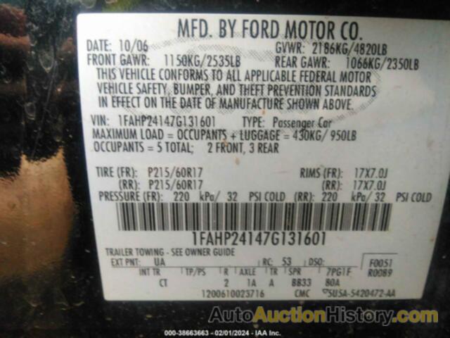 FORD FIVE HUNDRED SEL, 1FAHP24147G131601