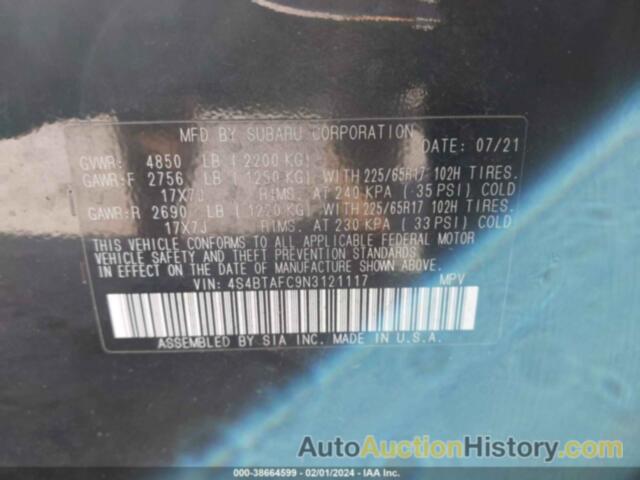 SUBARU OUTBACK PREMIUM, 4S4BTAFC9N3121117