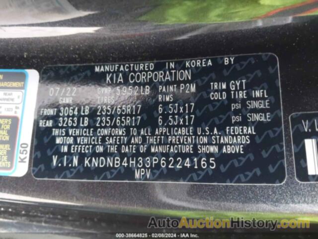 KIA CARNIVAL MPV LX SEAT PACKAGE, KNDNB4H33P6224165