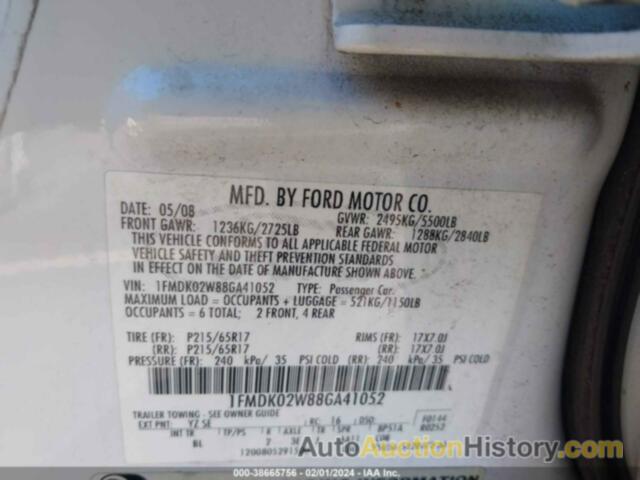 FORD TAURUS X SEL, 1FMDK02W88GA41052