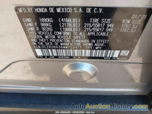 HONDA CR-V AWD EX-L, 5J6RW2H88NL003109