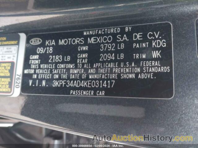 KIA FORTE GT LINE/S, 3KPF34AD4KE031417