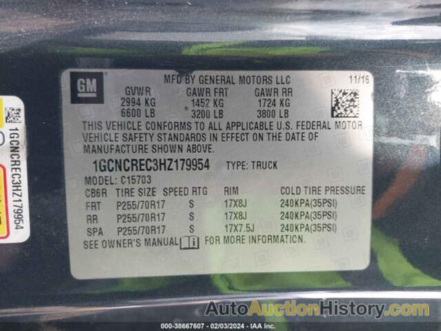 CHEVROLET SILVERADO 1500 1LT, 1GCNCREC3HZ179954