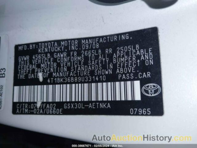 TOYOTA AVALON XL, 4T1BK36B89U331410