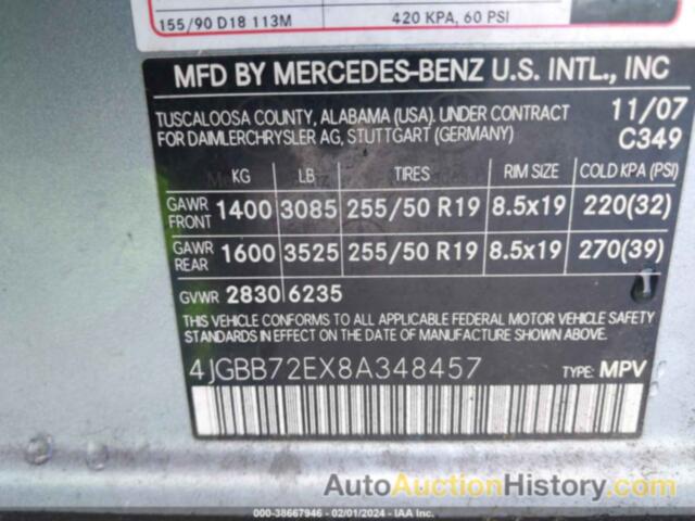 MERCEDES-BENZ ML 550 4MATIC, 4JGBB72EX8A348457