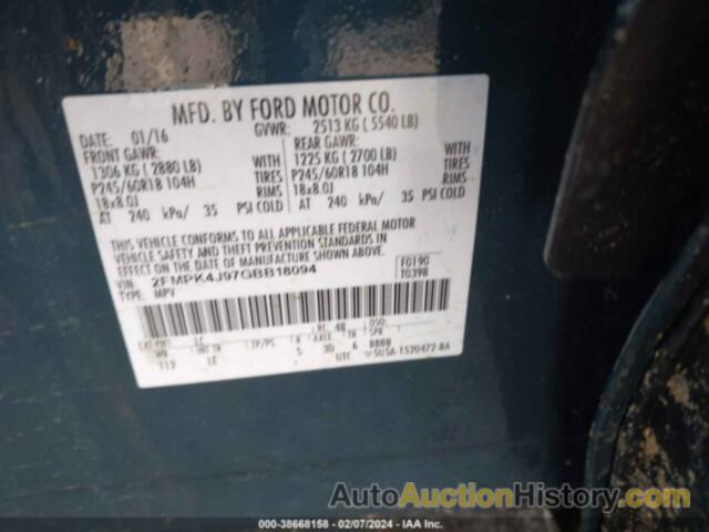 FORD EDGE SEL, 2FMPK4J97GBB18094