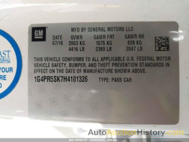 BUICK VERANO SPORT TOURING, 1G4PR5SK7H4101326