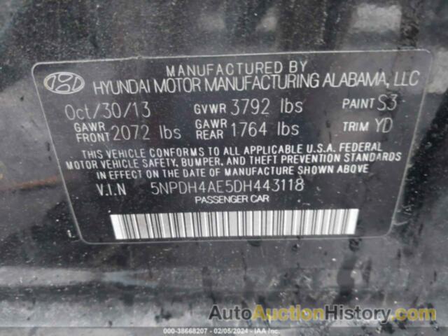 HYUNDAI ELANTRA GLS, 5NPDH4AE5DH443118