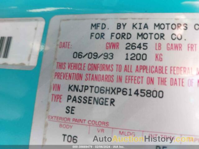 FORD FESTIVA GL, KNJPT06HXP6145800