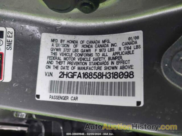 HONDA CIVIC SDN EX, 2HGFA16858H318098