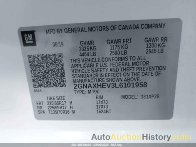 CHEVROLET EQUINOX FWD LS, 2GNAXHEV3L6101958