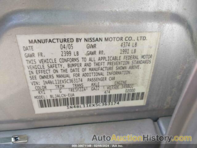 NISSAN ALTIMA 3.5 SE, 1N4BL11EX5C363174