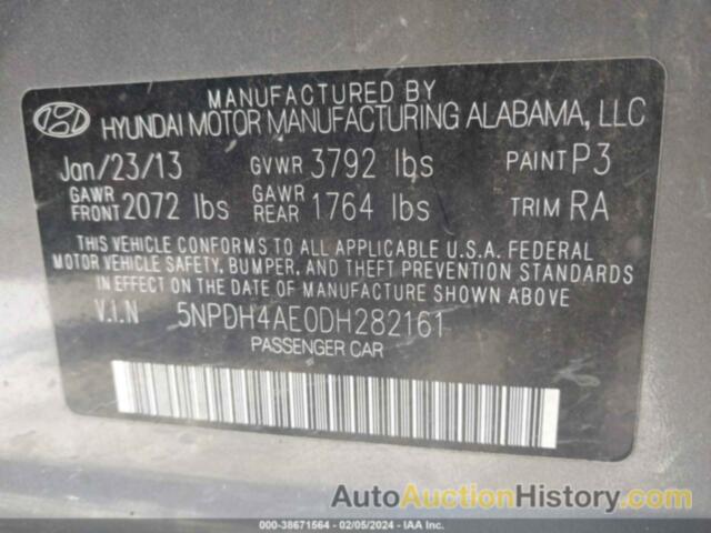 HYUNDAI ELANTRA GLS, 5NPDH4AE0DH282161