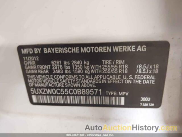 BMW X5 XDRIVE35D, 5UXZW0C55C0B89571