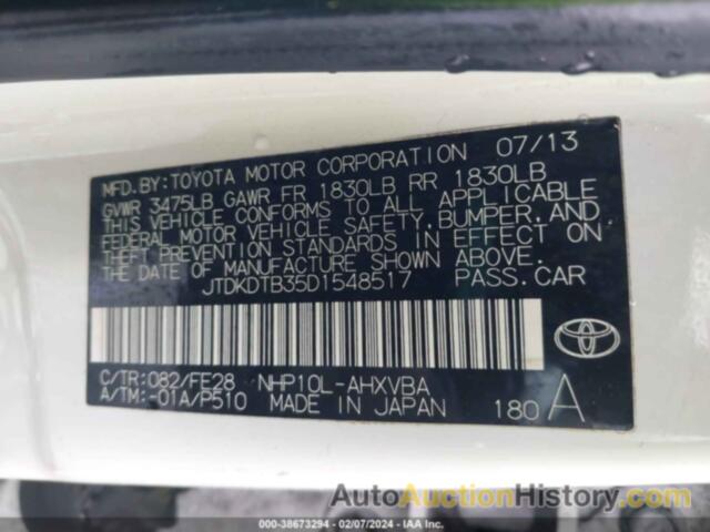 TOYOTA PRIUS C ONE, JTDKDTB35D1548517