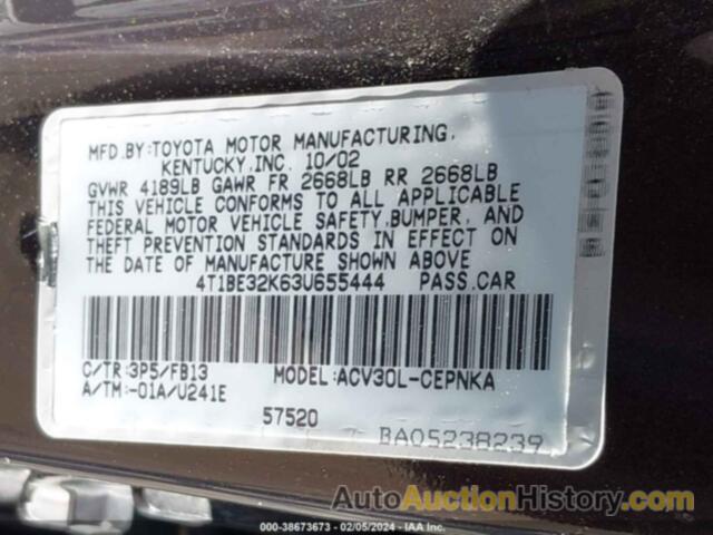 TOYOTA CAMRY LE, 4T1BE32K63U655444