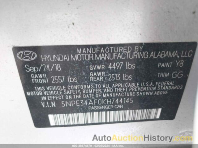 HYUNDAI SONATA LIMITED, 5NPE34AF0KH744145