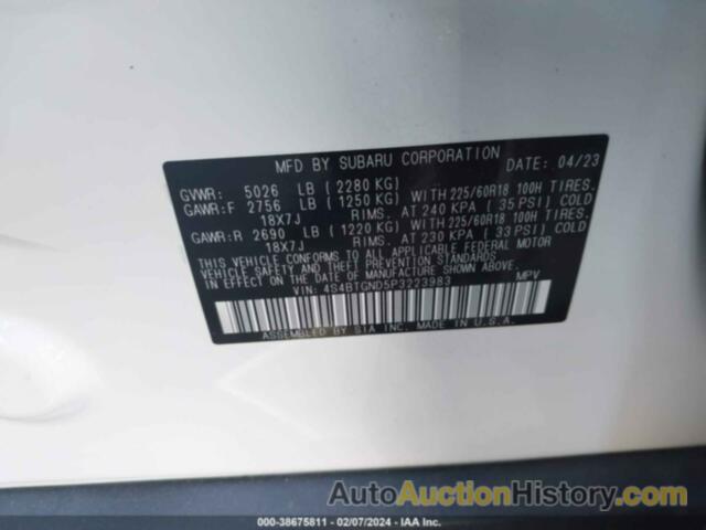 SUBARU OUTBACK LIMITED XT, 4S4BTGND5P3223983