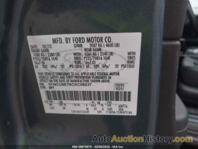 FORD ESCAPE LIMITED, 1FMCU9E76CKC08237