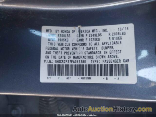 HONDA ACCORD LX, 1HGCR2F37FA042380