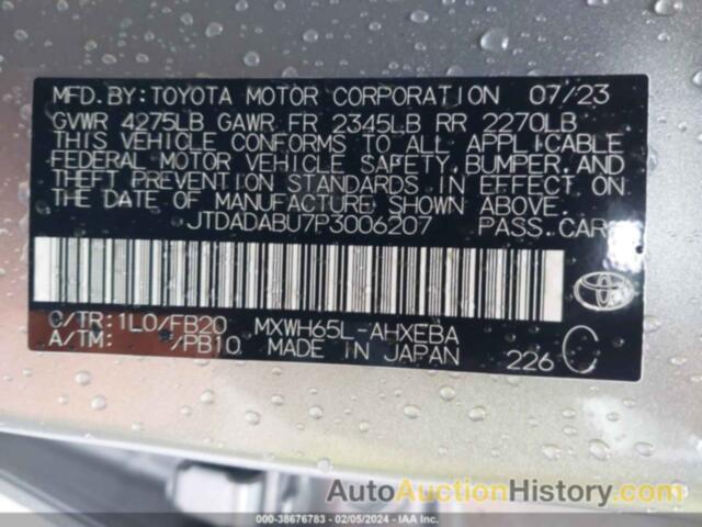 TOYOTA PRIUS LE/XLE/LIMITED, JTDADABU7P3006207