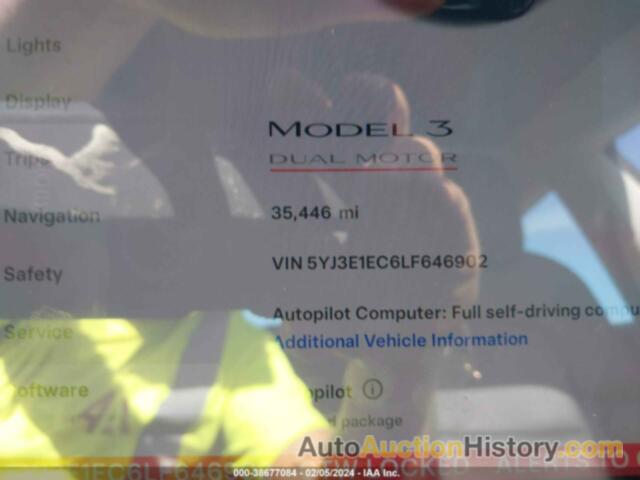 TESLA MODEL 3 PERFORMANCE DUAL MOTOR ALL-WHEEL DRIVE, 5YJ3E1EC6LF646902