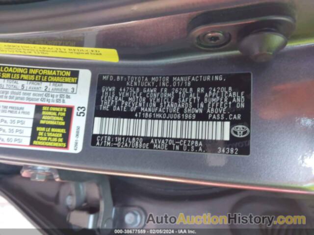 TOYOTA CAMRY XSE, 4T1B61HK0JU061969