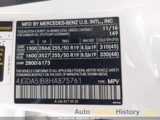 MERCEDES-BENZ GLE 350, 4JGDA5JB8HA875761