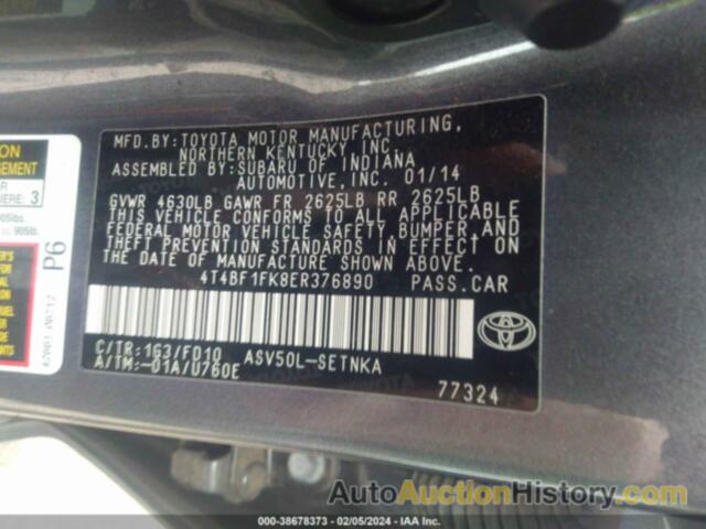 TOYOTA CAMRY LE, 4T4BF1FK8ER376890