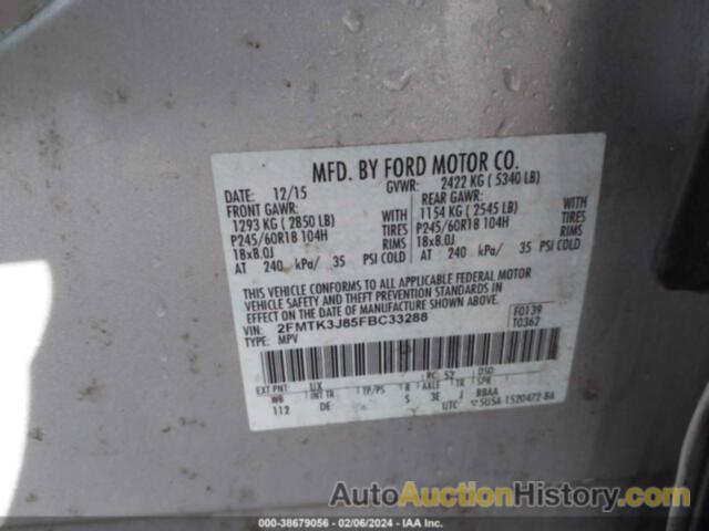 FORD EDGE SEL, 2FMTK3J85FBC33288