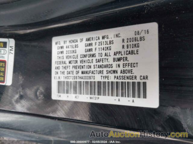 HONDA ACCORD EX-L V6, 1HGCT2B97HA000970