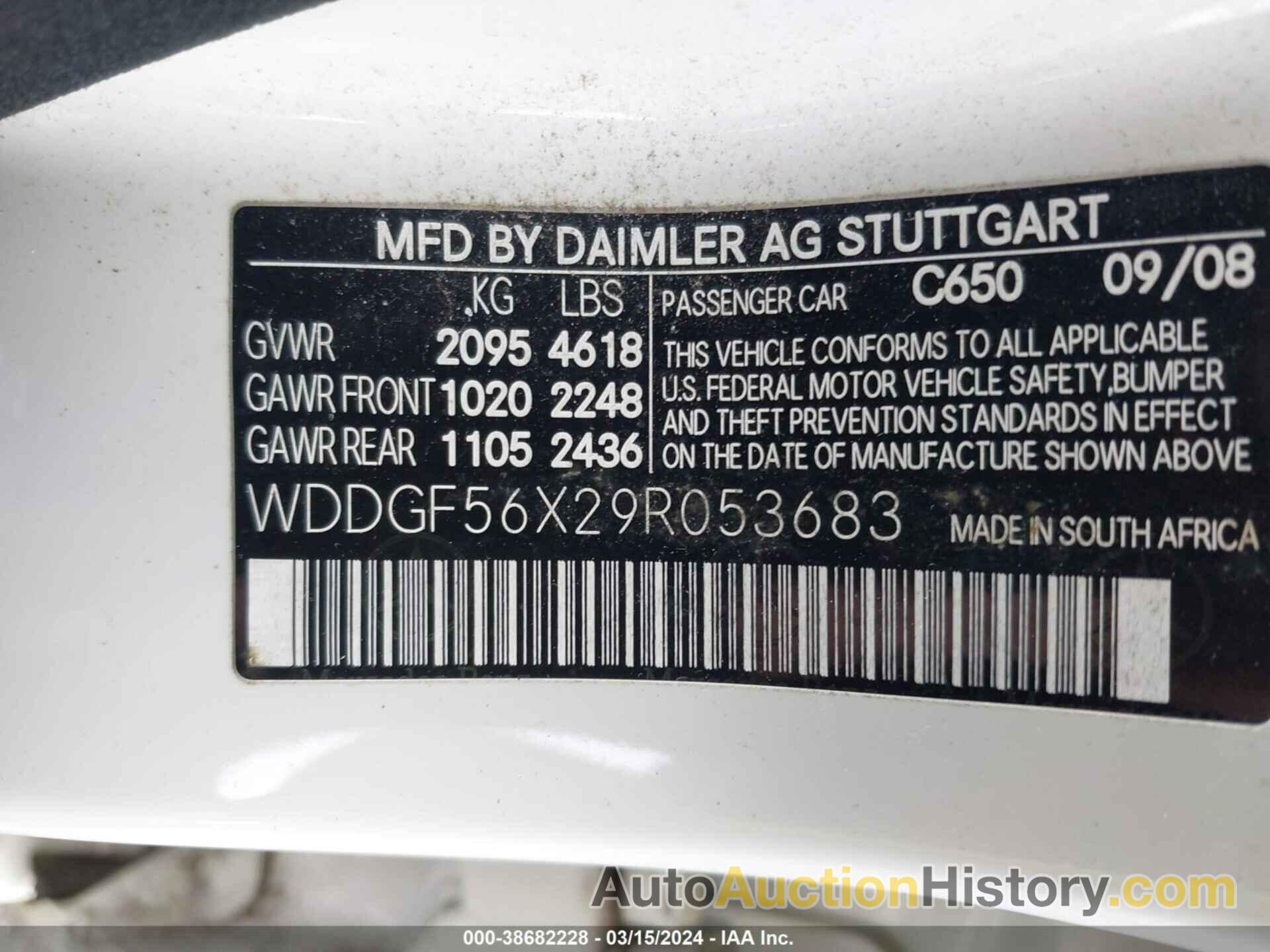 MERCEDES-BENZ C 350 SPORT, WDDGF56X29R053683