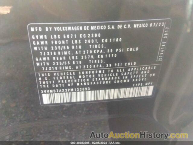 VOLKSWAGEN TIGUAN 2.0T SE, 3VVMB7AX3PM133893