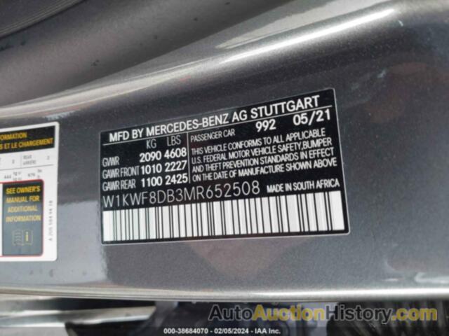 MERCEDES-BENZ C 300 SEDAN, W1KWF8DB3MR652508