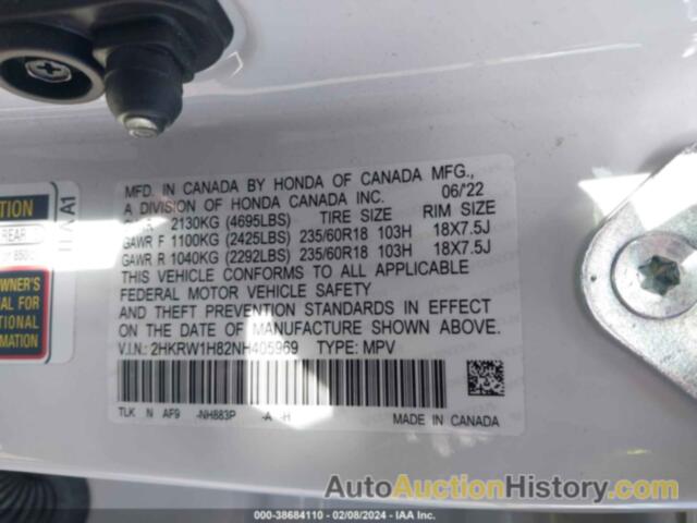 HONDA CR-V 2WD EX-L, 2HKRW1H82NH405969