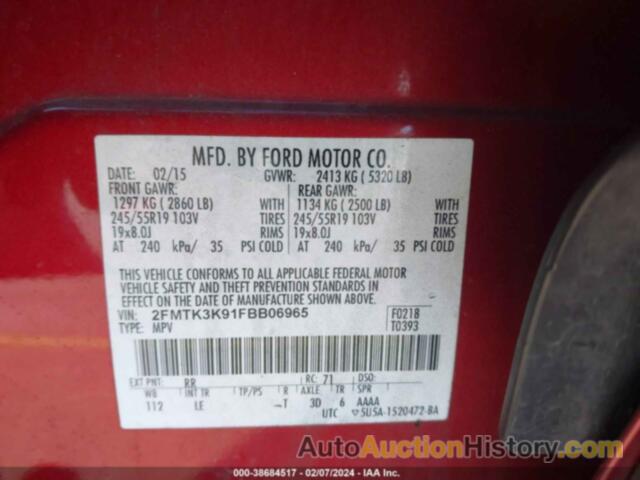 FORD EDGE TITANIUM, 2FMTK3K91FBB06965