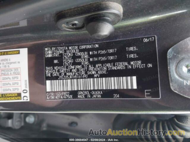 TOYOTA 4RUNNER SR5, JTEZU5JR1H5161490