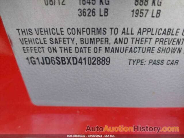 CHEVROLET SONIC LT MANUAL, 1G1JD6SBXD4102889