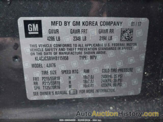 BUICK ENCORE ESSENCE, KL4CJCSB9HB115958