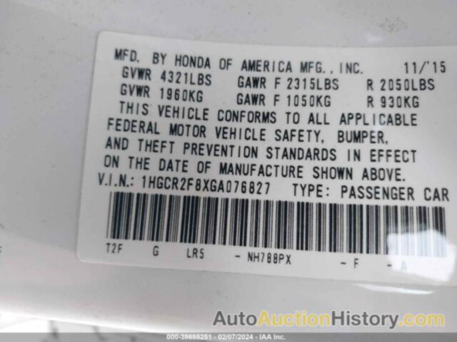 HONDA ACCORD EX-L, 1HGCR2F8XGA076827