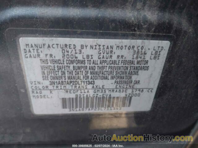 NISSAN SENTRA SL, 3N1AB7AP2DL711343