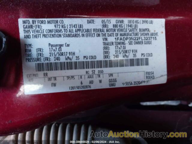 FORD FOCUS TITANIUM, 1FADP3N22FL323715