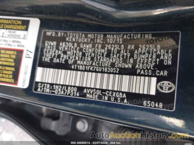 TOYOTA CAMRY HYBRID XLE, 4T1BD1FK7GU183052