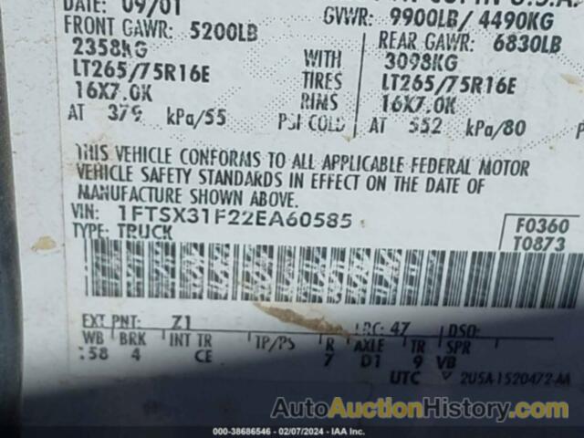 FORD SUPER DUTY F-350 SRW LARIAT/XL/XLT, 1FTSX31F22EA60585