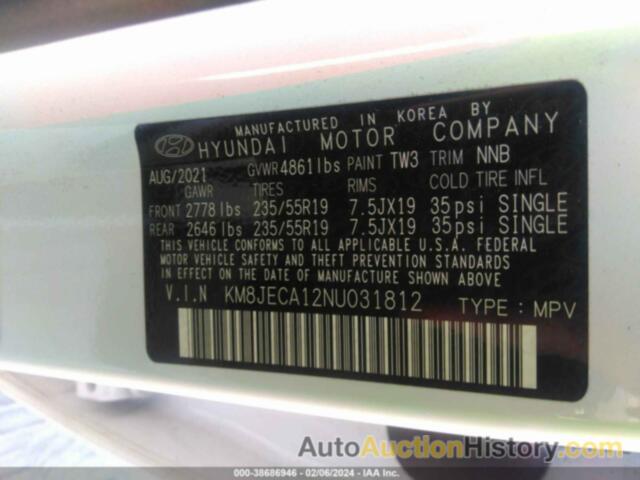 HYUNDAI TUCSON HYBRID LIMITED, KM8JECA12NU031812