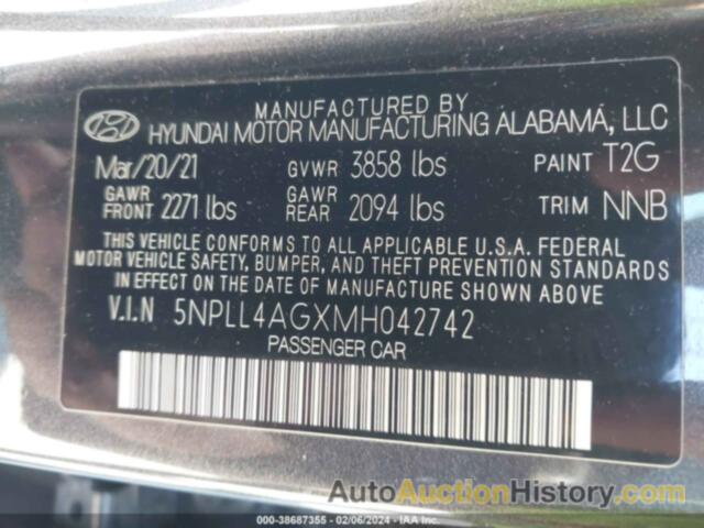 HYUNDAI ELANTRA SE, 5NPLL4AGXMH042742