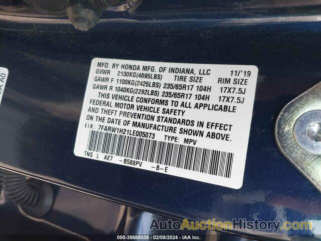 HONDA CR-V 2WD LX, 7FARW1H21LE005073